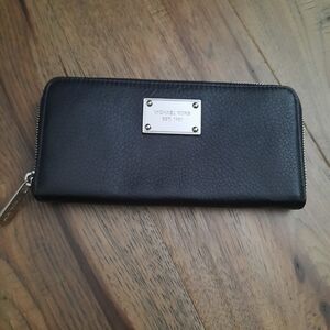 Michael Kors Black Pebble Leather Long Wallet
